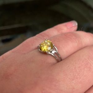 Size 9 yellow CZ silver ring